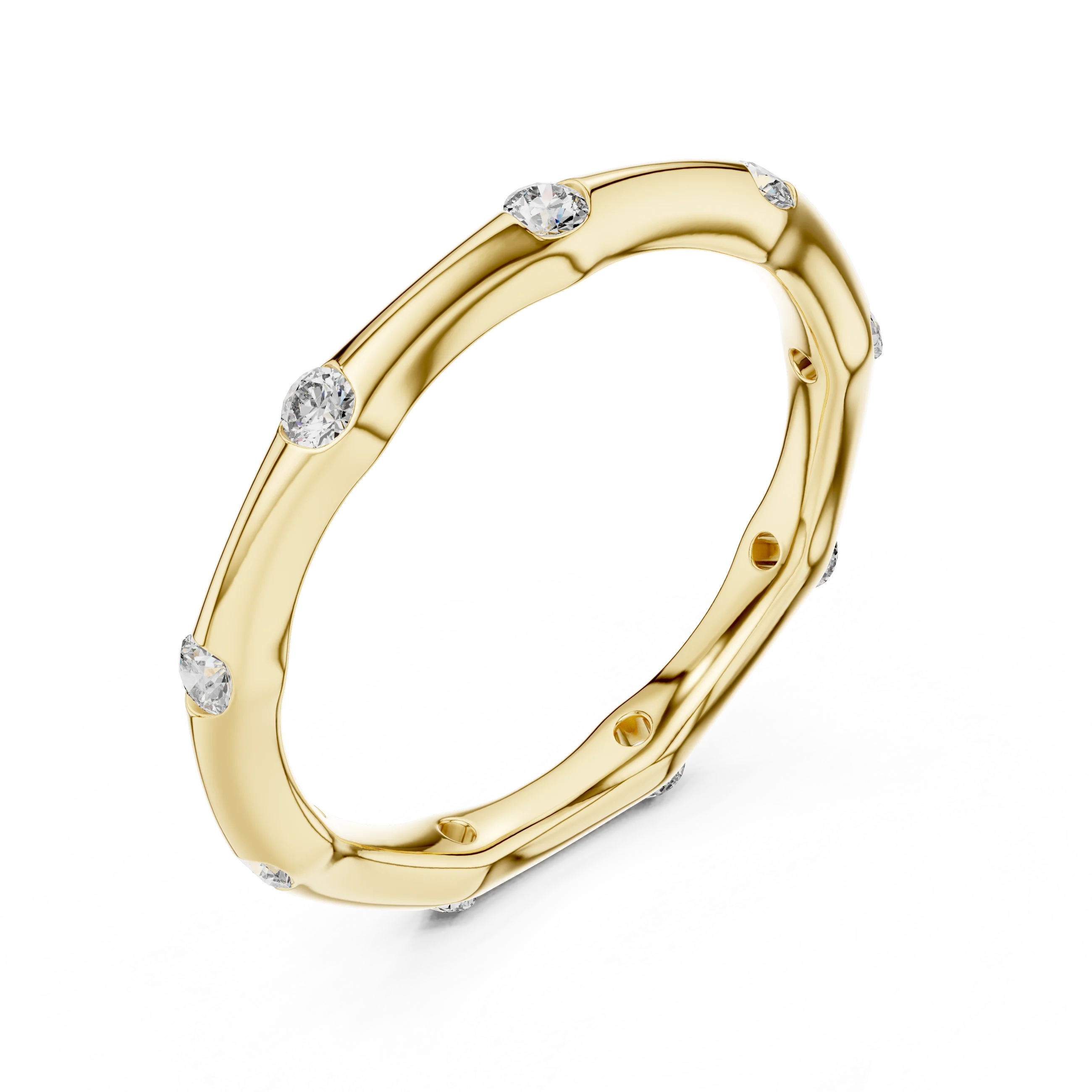 Round Diamond Bamboo Style Band | Iris