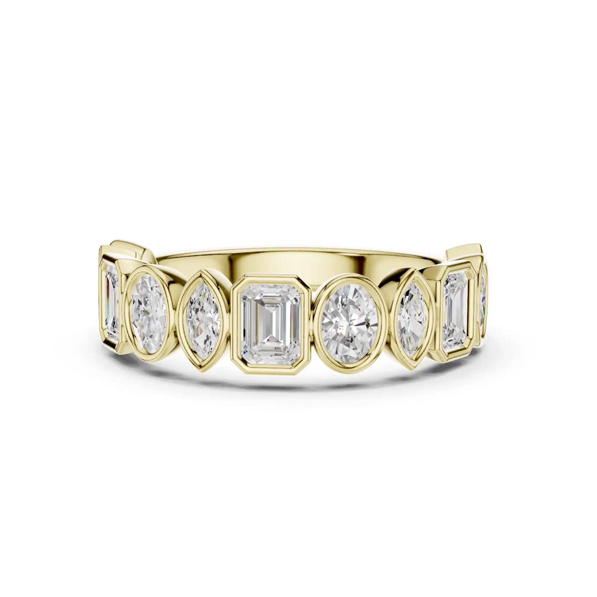 Multi Shape Bezel Diamond Wedding Band | Kairoz