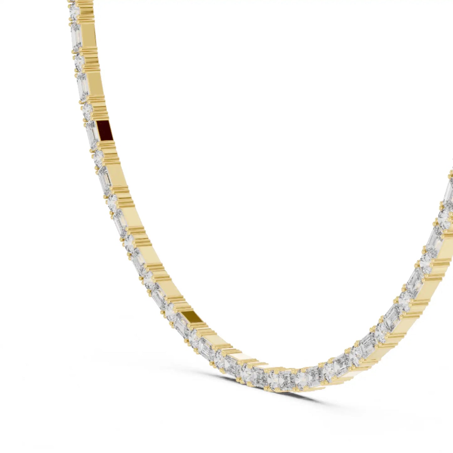 Emerald & Round Lab Grown Diamond Tennis Necklace | Soleia