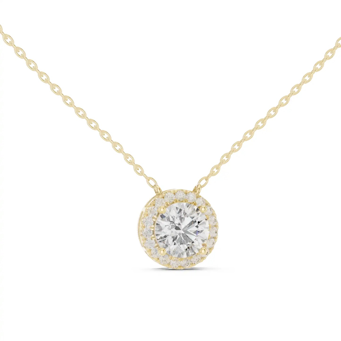 Round Lab Grown Diamond Halo Necklace | Prisma
