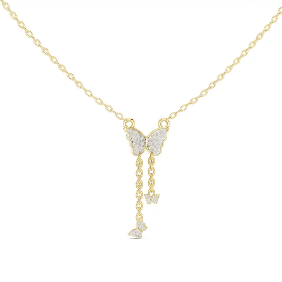 Triple Butterfly Diamond Necklace
