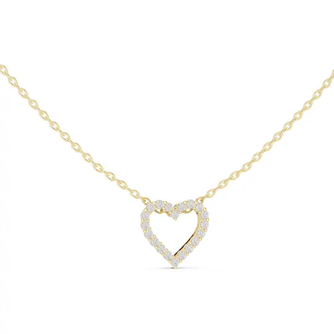 Pavé Heart Lariat Necklace | A Timeless Silhouette of Love - Naina