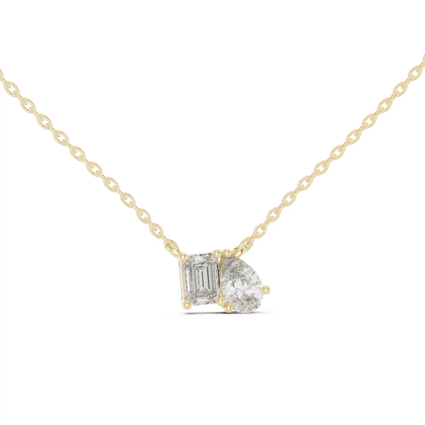 Emerald & Pear Toi et Moi Lab Grown Diamond Necklace | Saffron