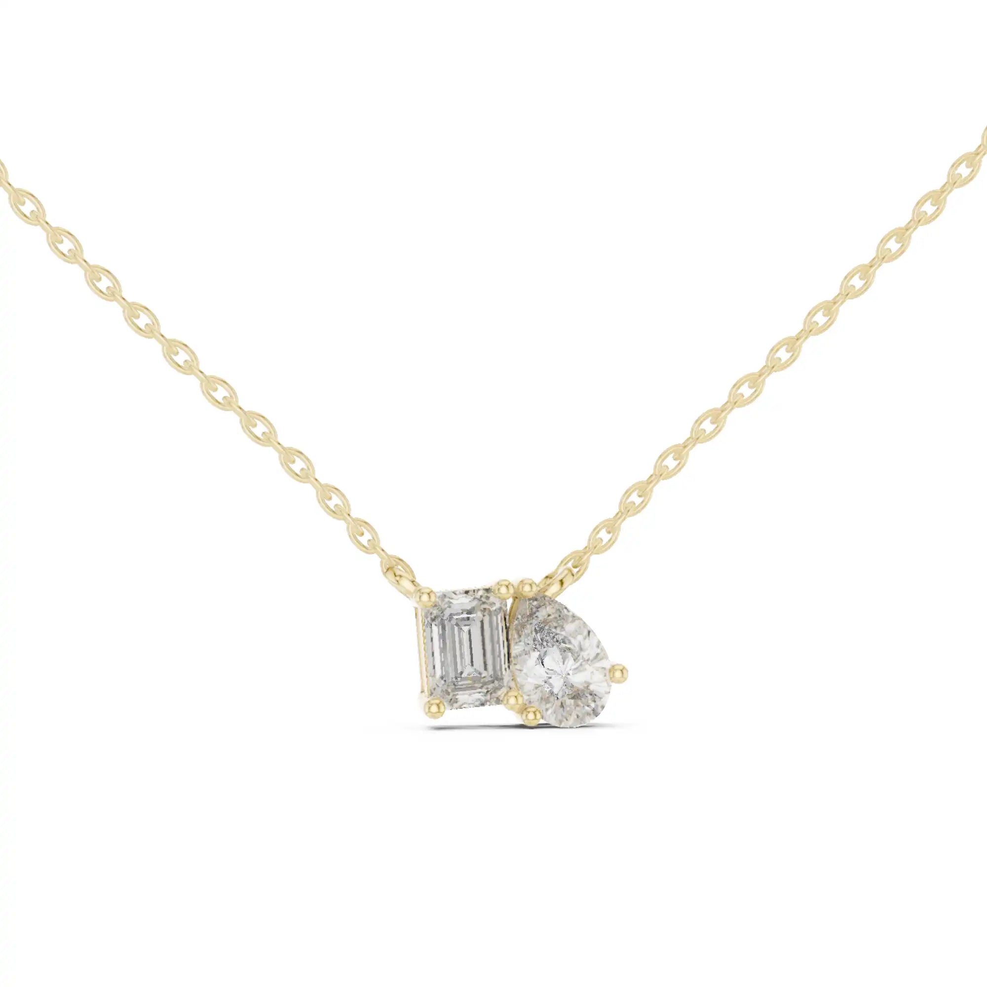 Emerald & Pear Toi et Moi Lab Grown Diamond Necklace