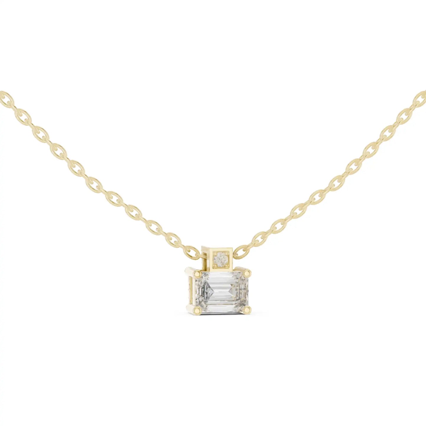 Emerald Cut Lab Grown Diamond Solitaire Necklace | Zephyra