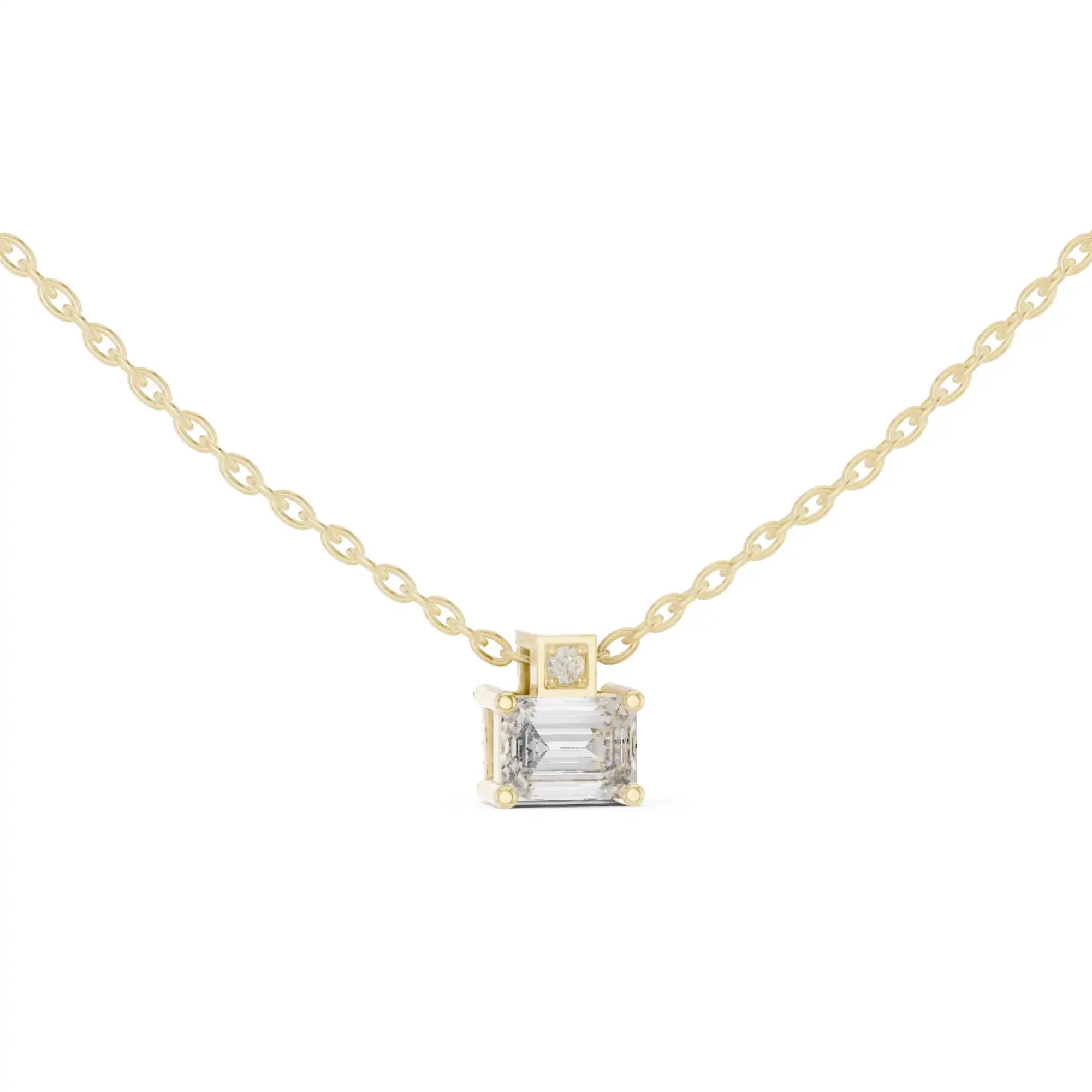Emerald Cut Lab Grown Diamond Solitaire Necklace