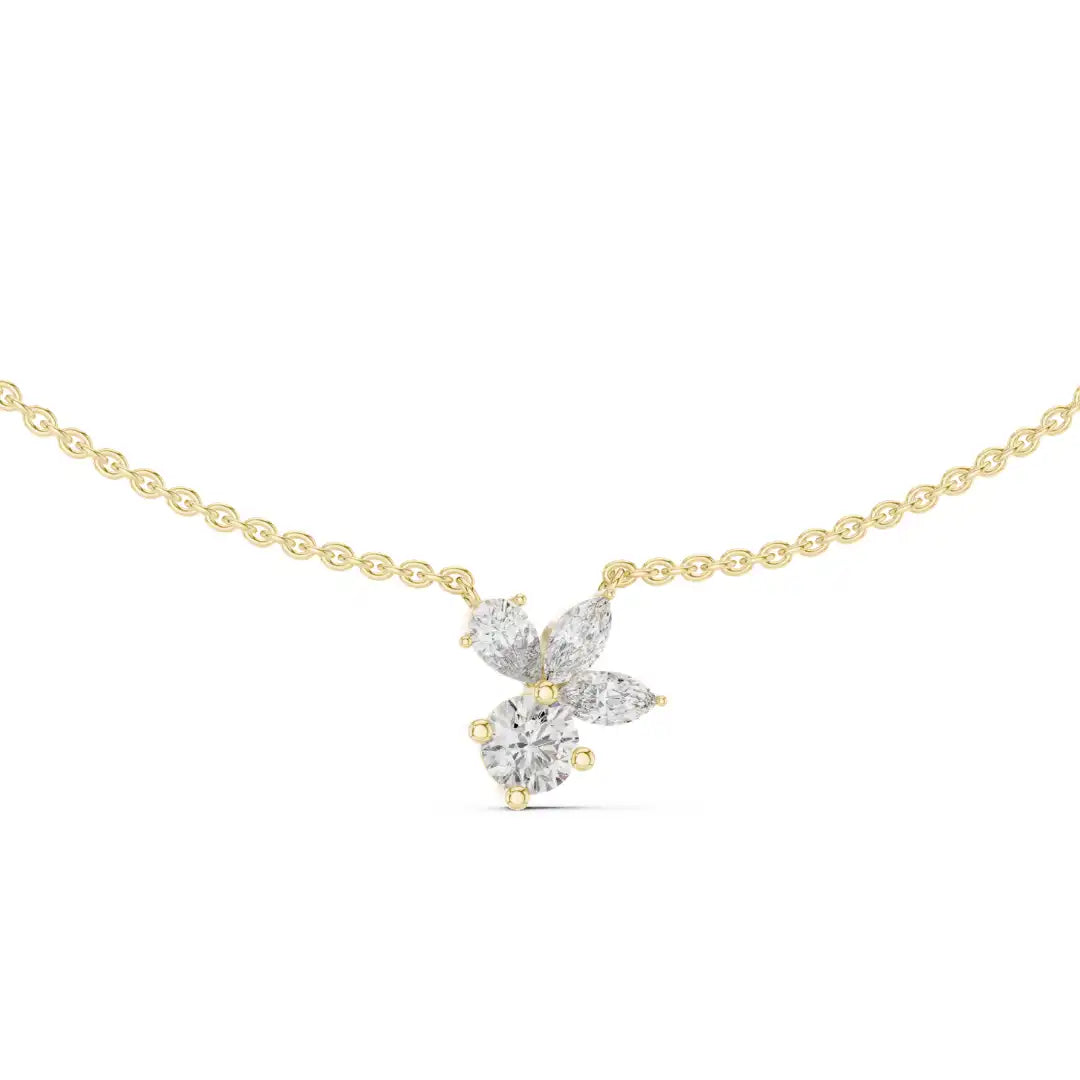 Mixed Shape Diamond Cluster Necklace