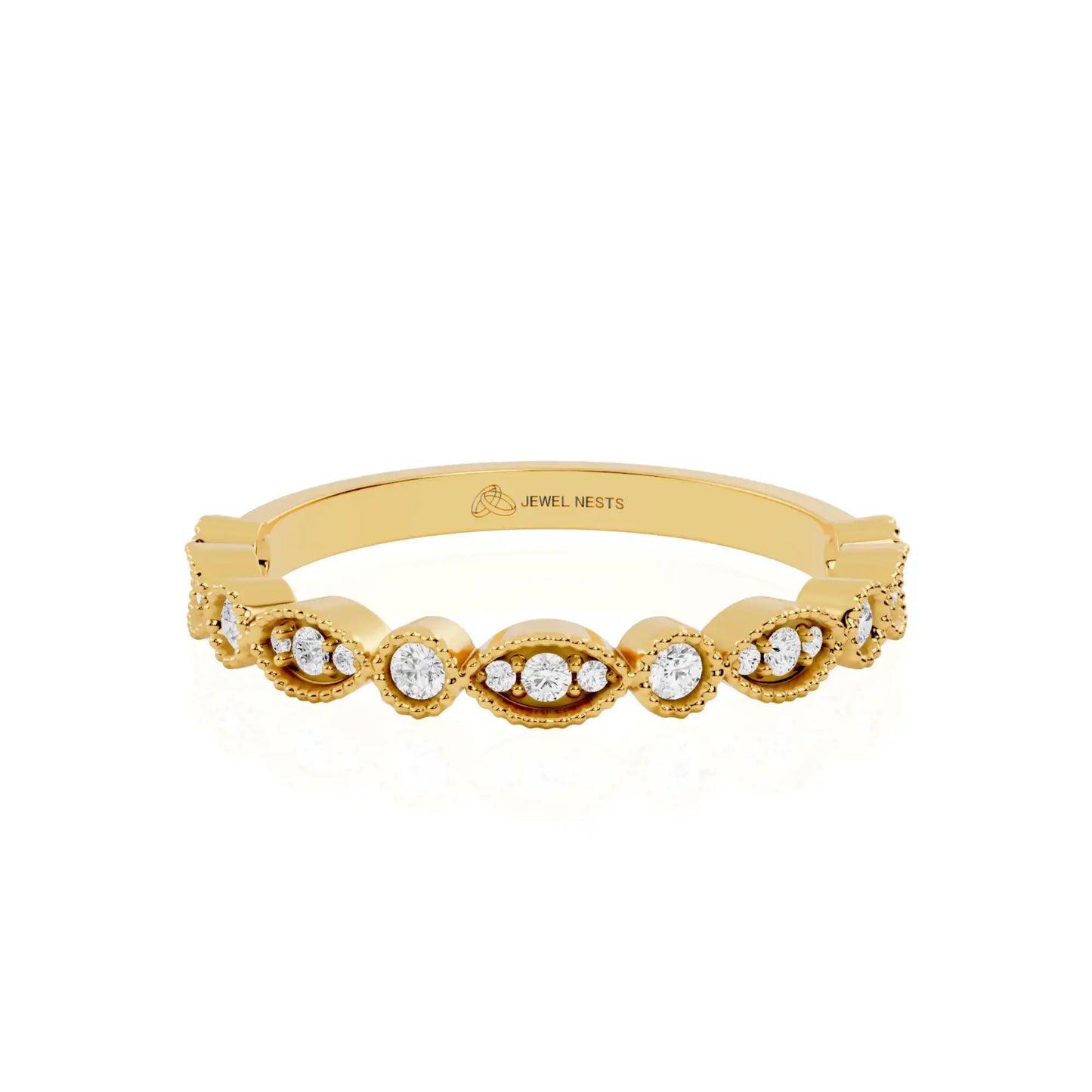Lab Grown Diamond Wedding Band - Vintage Milgrain Design | Opal