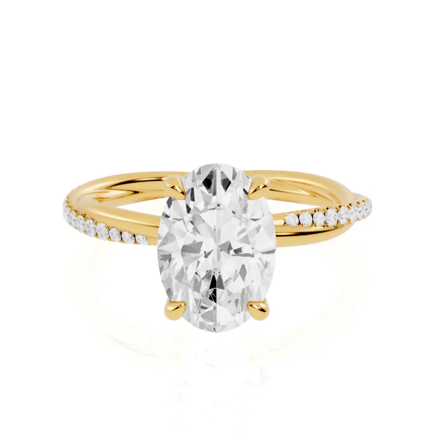 Twisted Pave Band Hidden Halo Lab Grown Diamond Engagement Ring | Verona Harmony