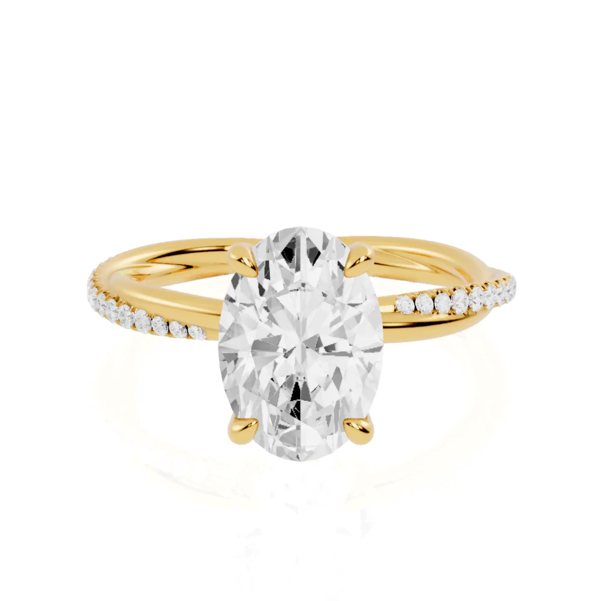 Twisted Pave Band Hidden Halo Lab Grown Diamond Engagement Ring | Verona Harmony