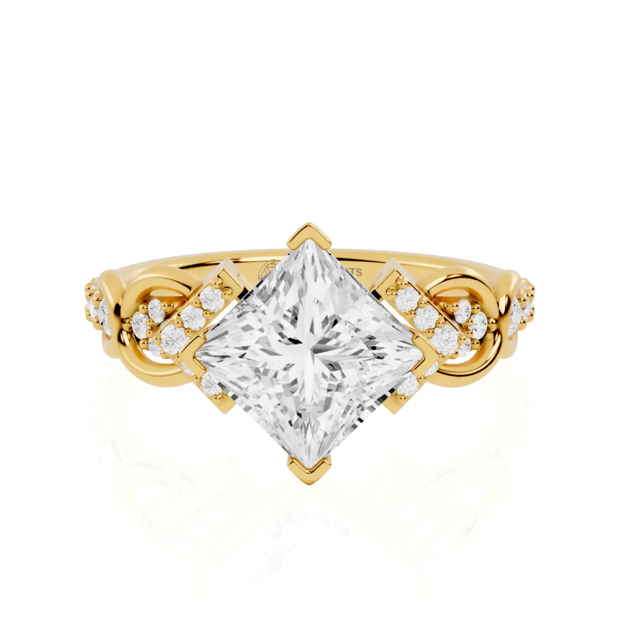 Nature-Inspired Vine Accent Princess Cut Lab Grown Diamond Engagement Ring | Boston Belle