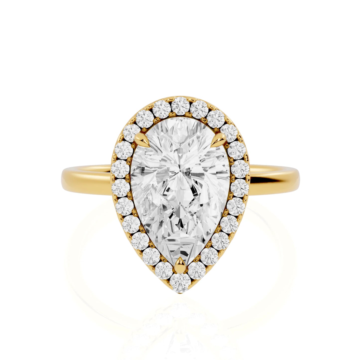 Pear Cut Lab Grown Diamond Halo Engagement Ring | Chichen Itza