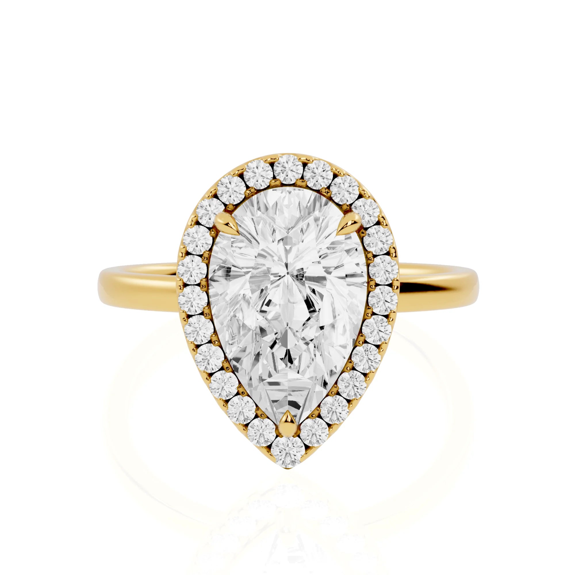 Pear Cut Lab Grown Diamond Halo Engagement Ring | Chichen Itza