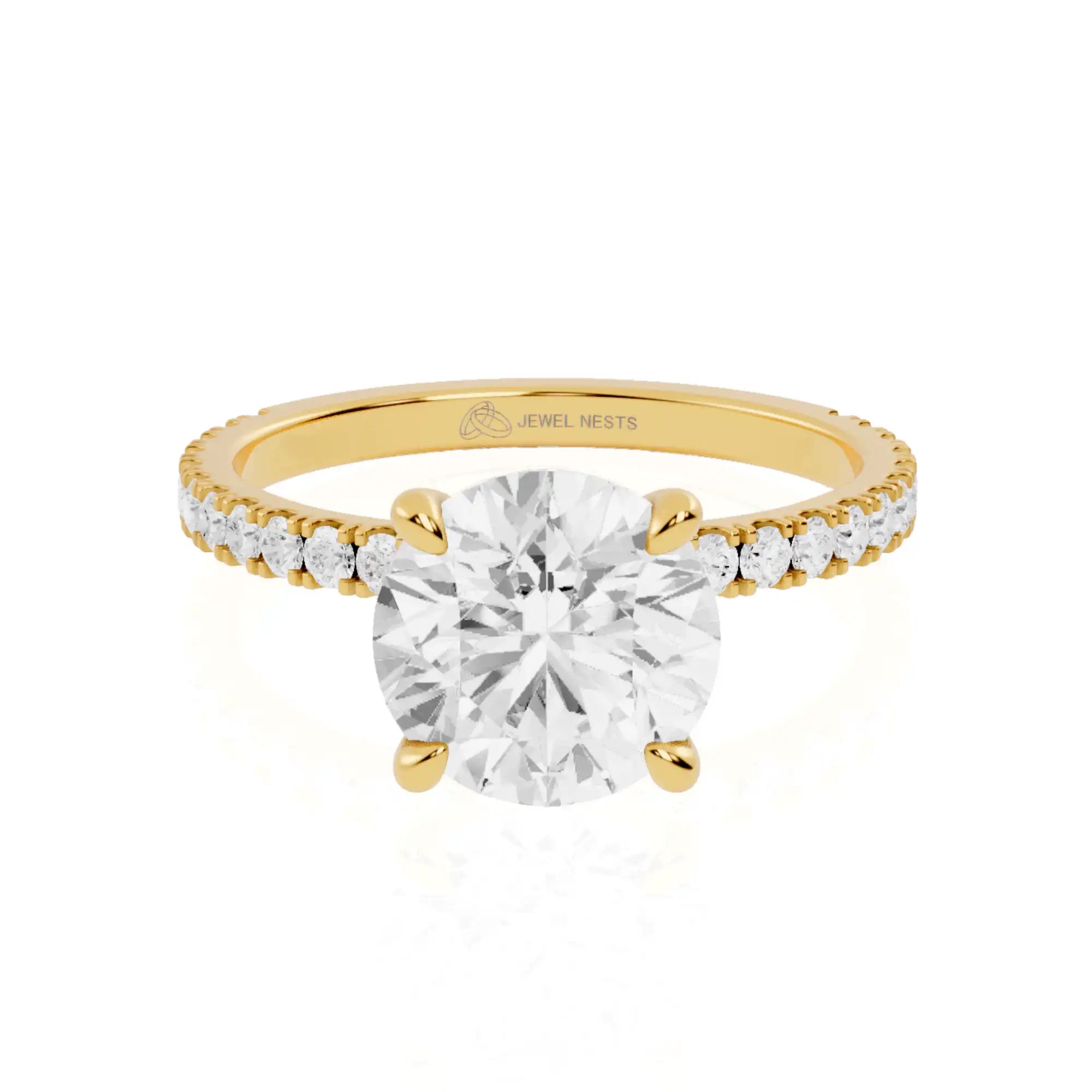 Lower Hidden Halo Pave Band Lab Grown Diamond Engagement Ring | Faro Ballad