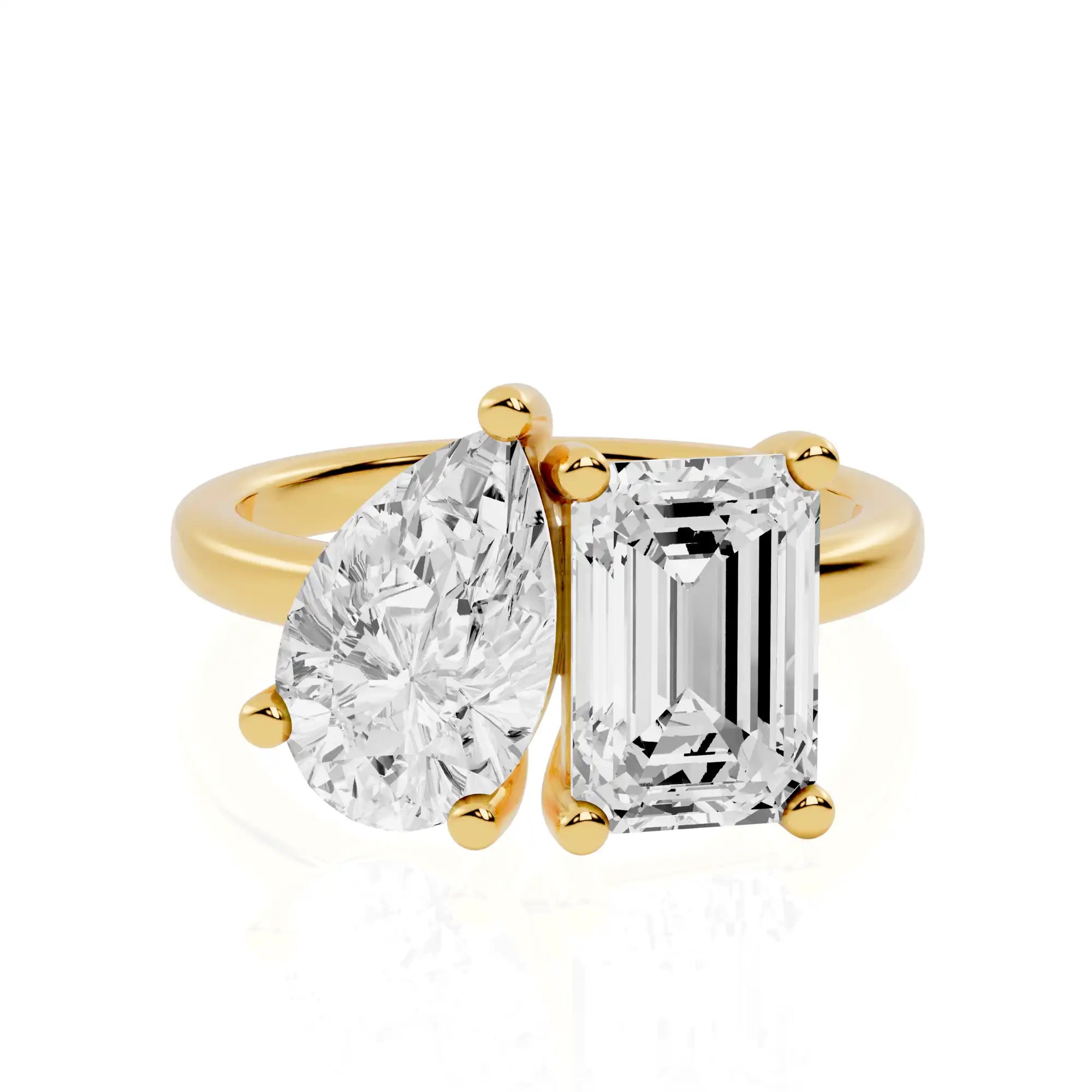 Emerald & Pear Cut Toi et Moi Lab Diamond Ring | Adored Union