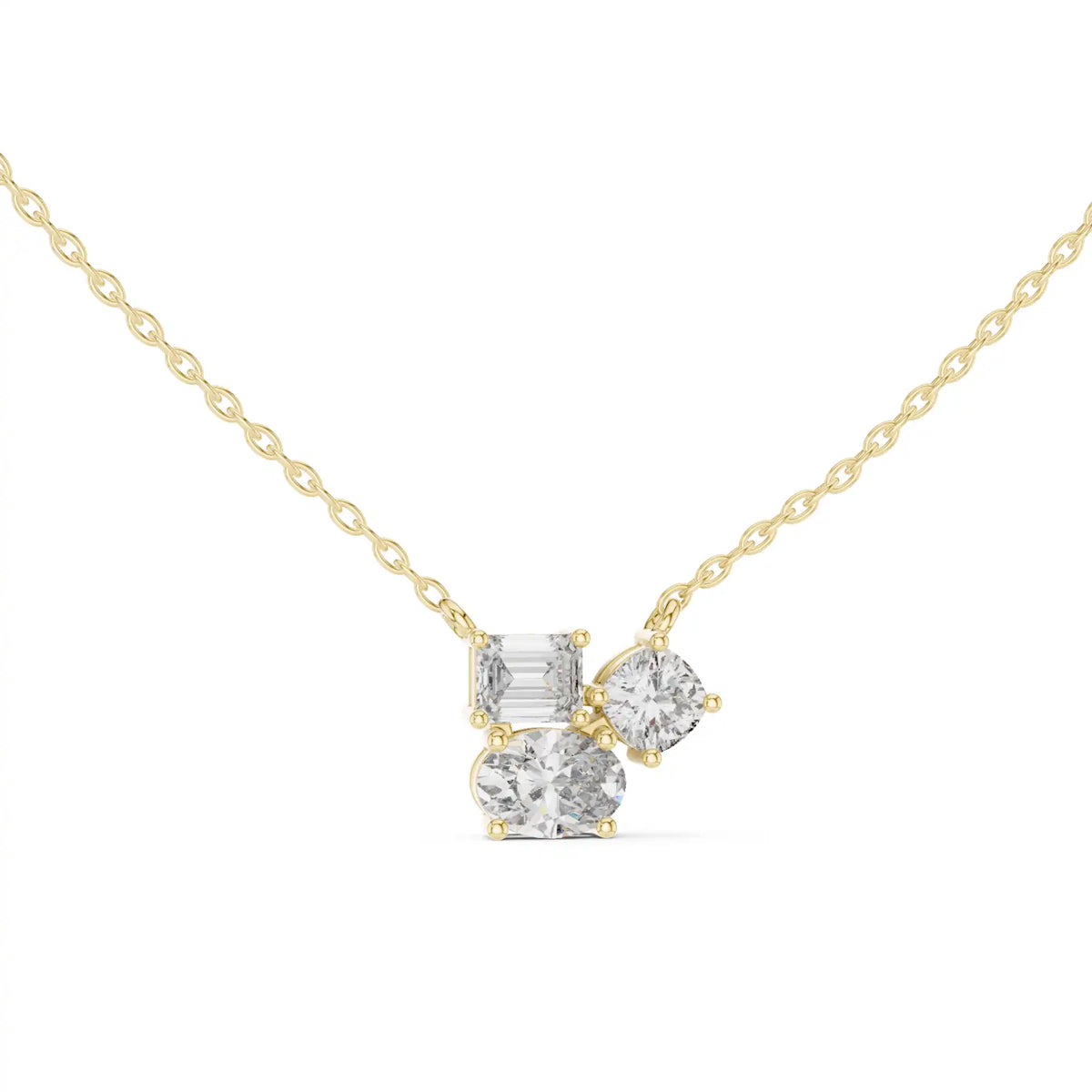 Three-Stone Mixed-Cut Lab Grown Diamond Necklace