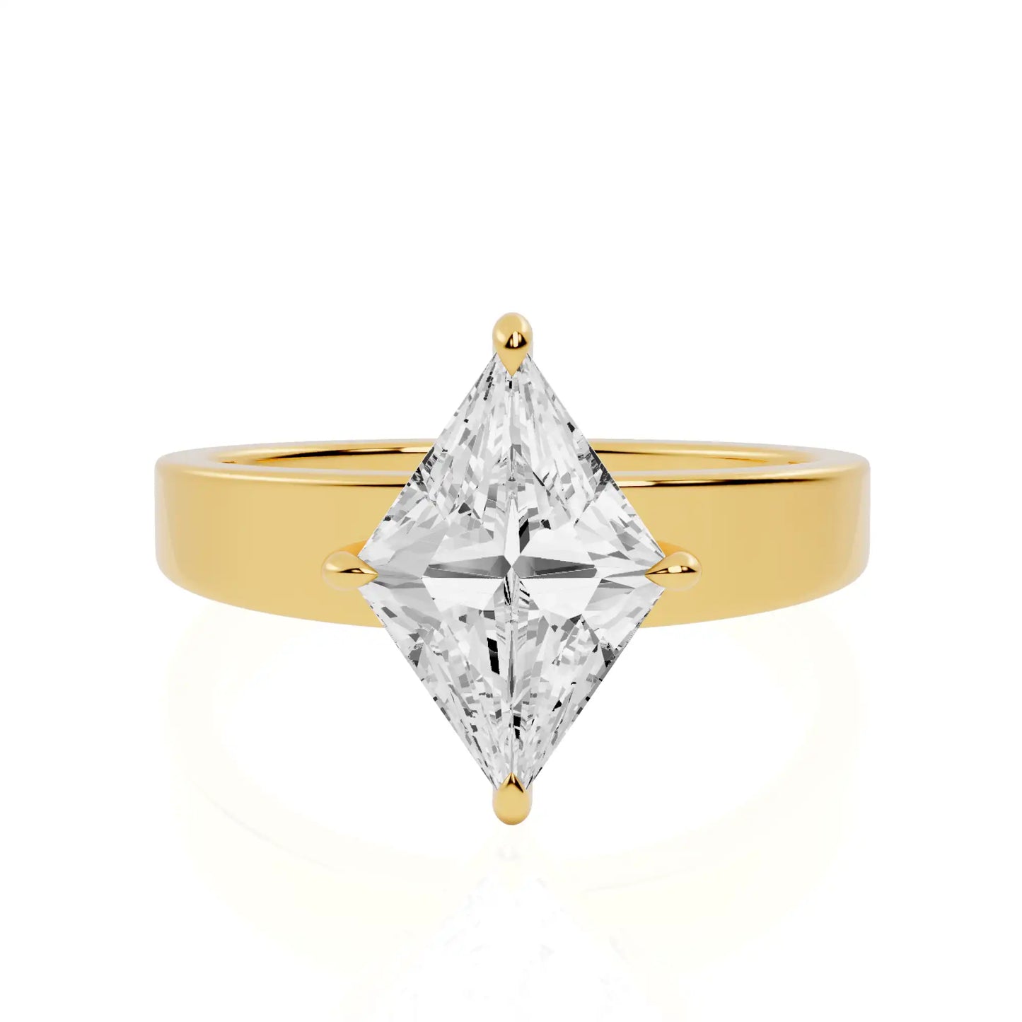 Lozenge Cut Lab Diamond Compass Solitaire Engagement Ring | Harbor Serenity