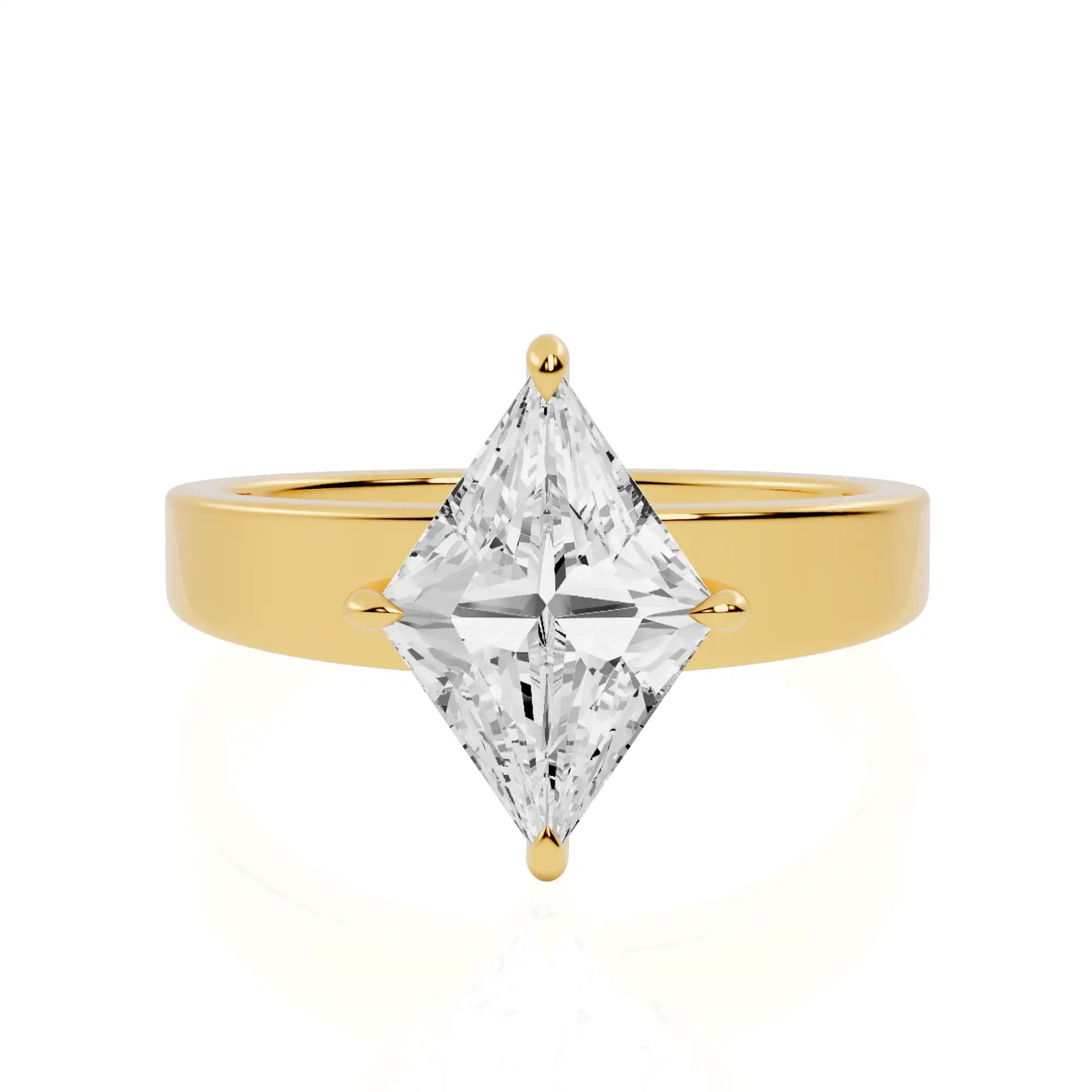 Lozenge Cut Lab Diamond Compass Solitaire Engagement Ring
