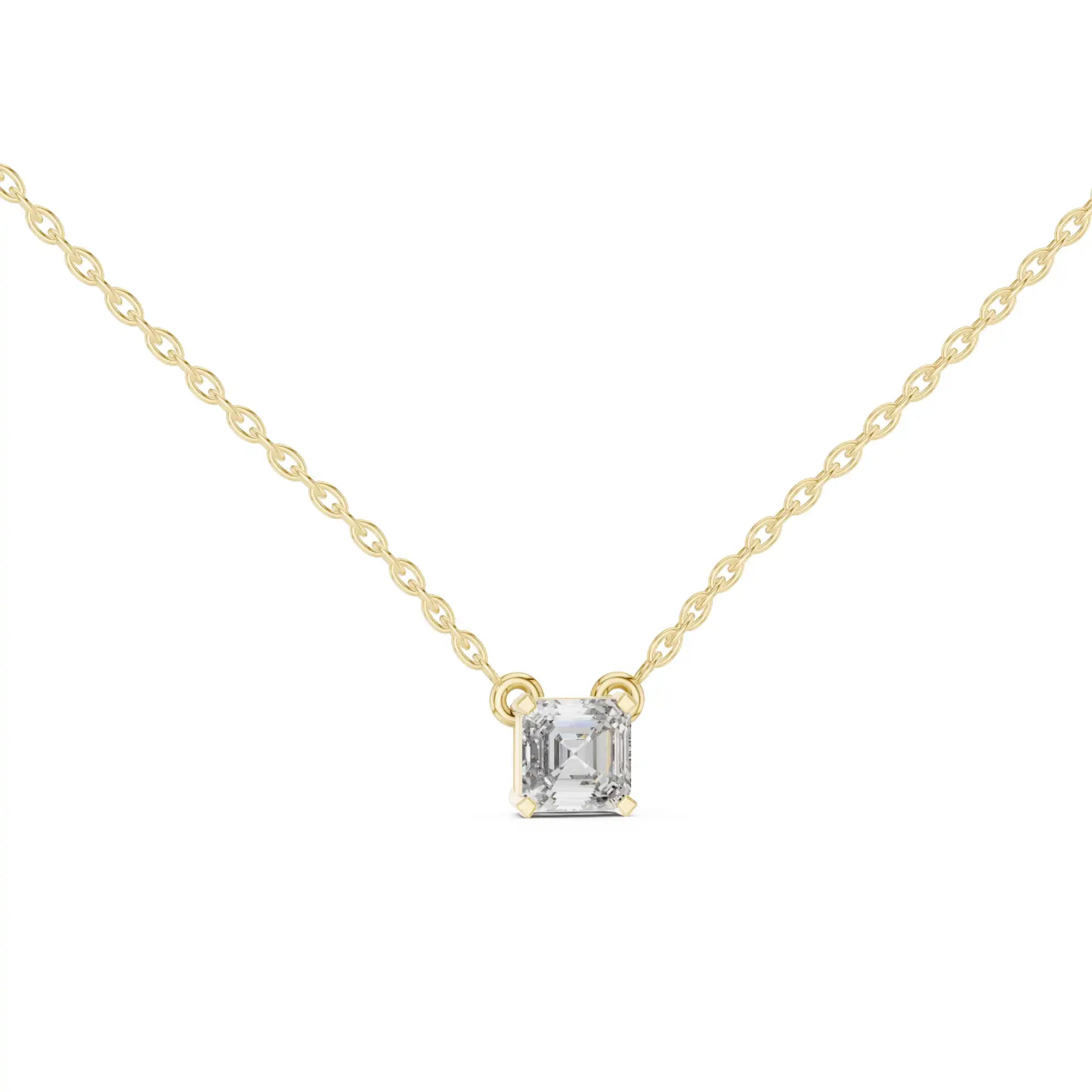 Asscher Cut Lab Grown Diamond Solitaire Necklace