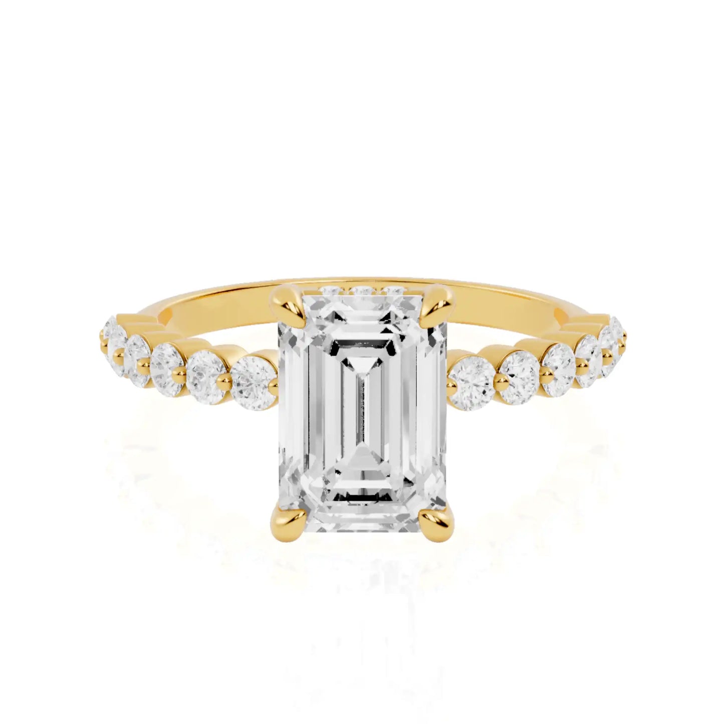 Hidden Halo Engagement Ring with Bubble Pave Band | Leipzig Echoes