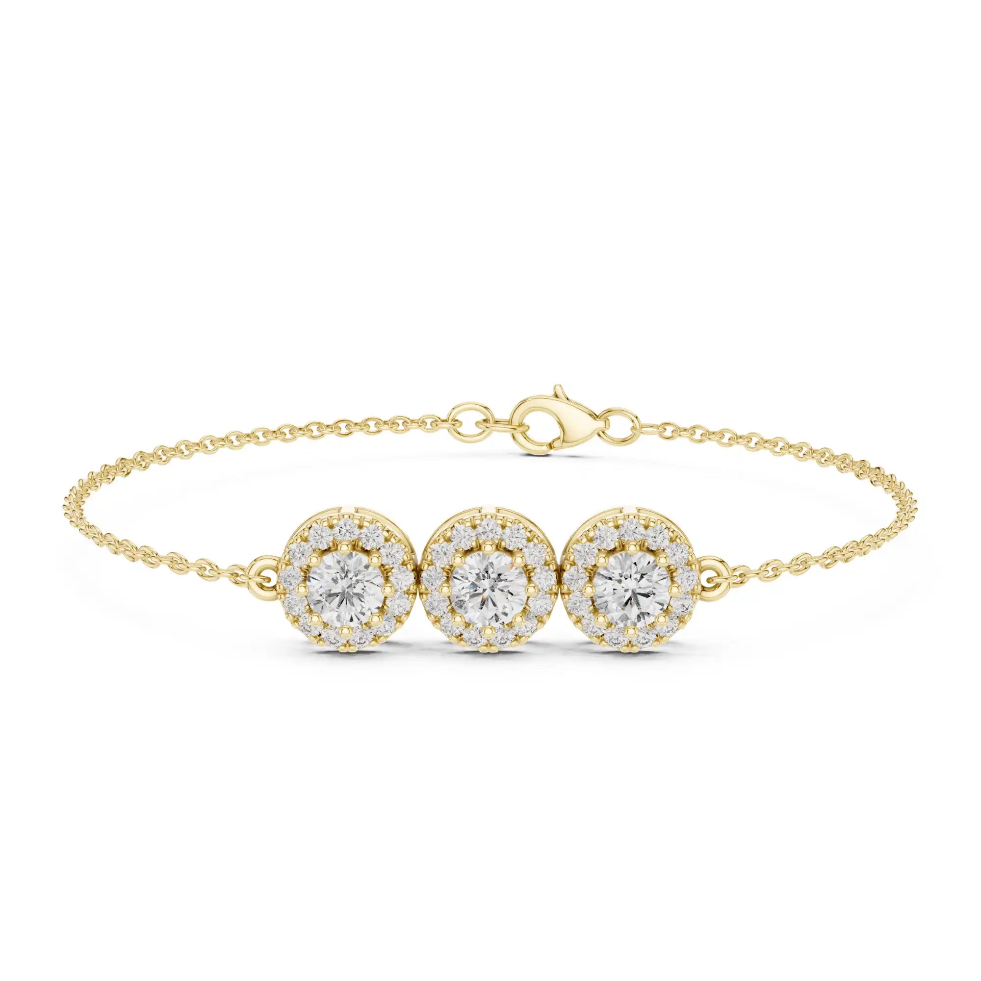 Three Stone Diamond Bracelet For Women