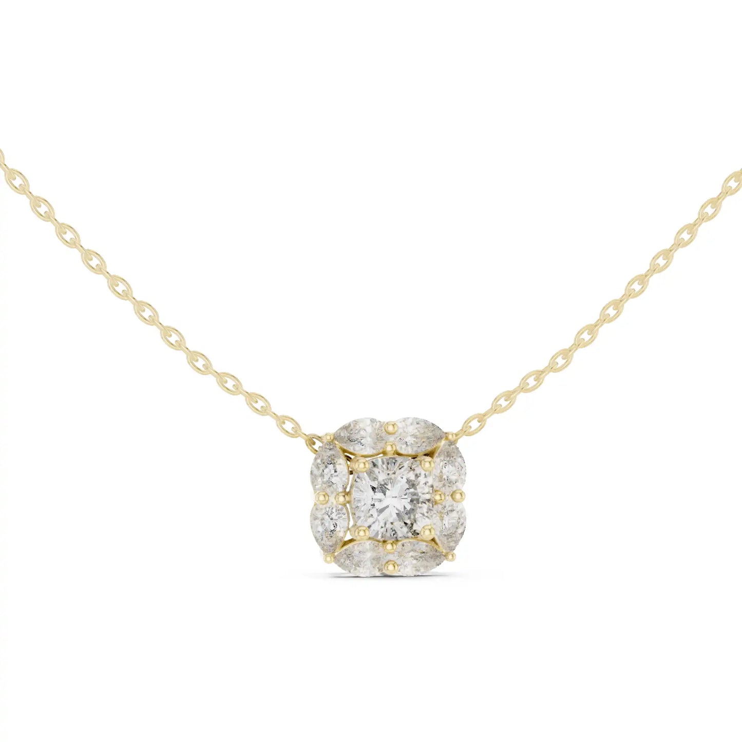 Cushion Cut & Pear Lab Grown Diamond Solitaire Necklace | Briony