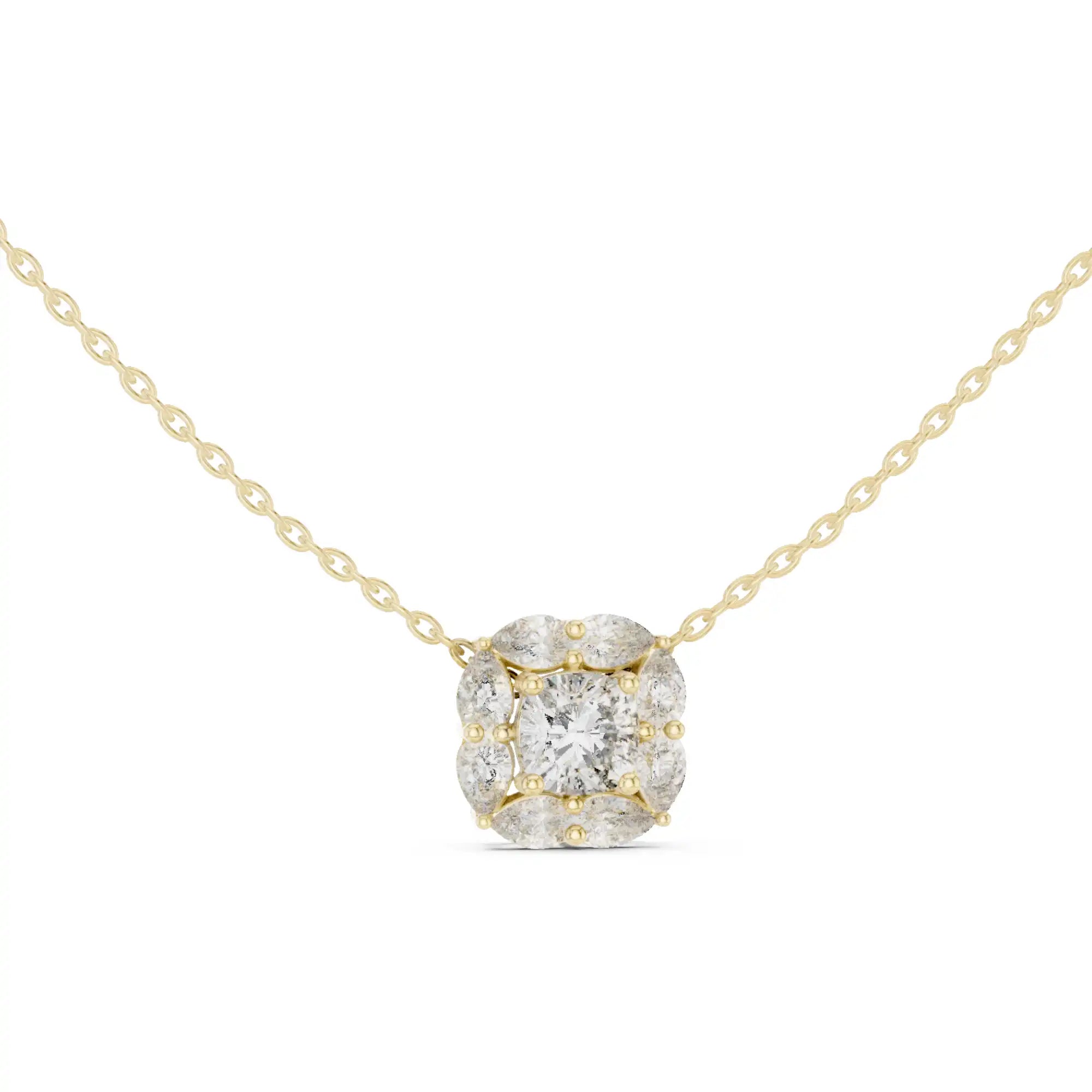 Cushion Cut & Pear Lab Grown Diamond Solitaire Necklace