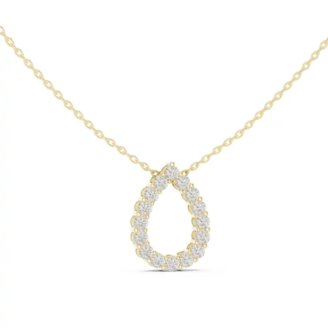 Open Pear Pavé Diamond Necklace | Elara