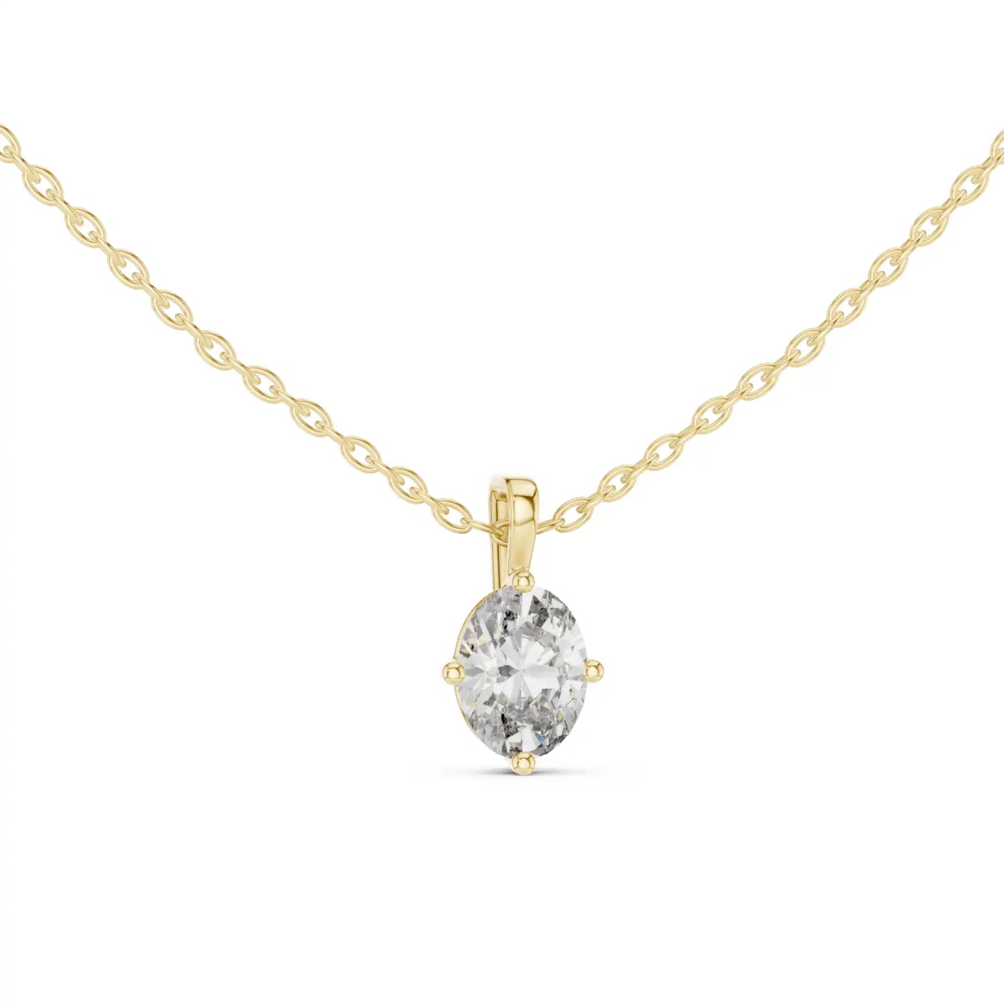 Oval Cut Lab Grown Diamond Compass Set Solitaire Necklace | Juniper