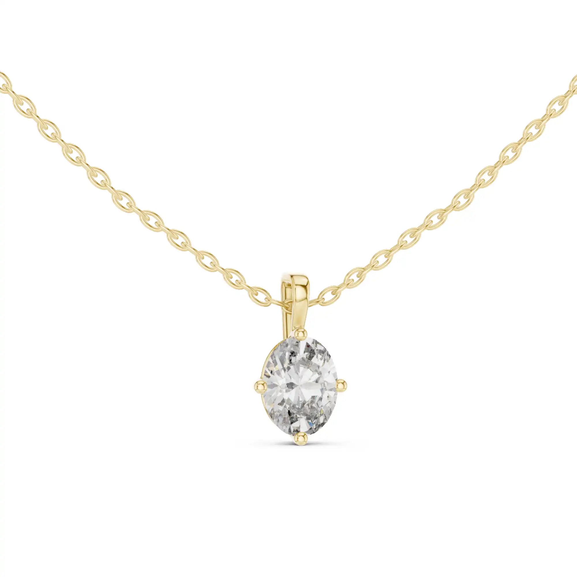Oval Cut Lab Grown Diamond Compass Set Solitaire Necklace | Juniper