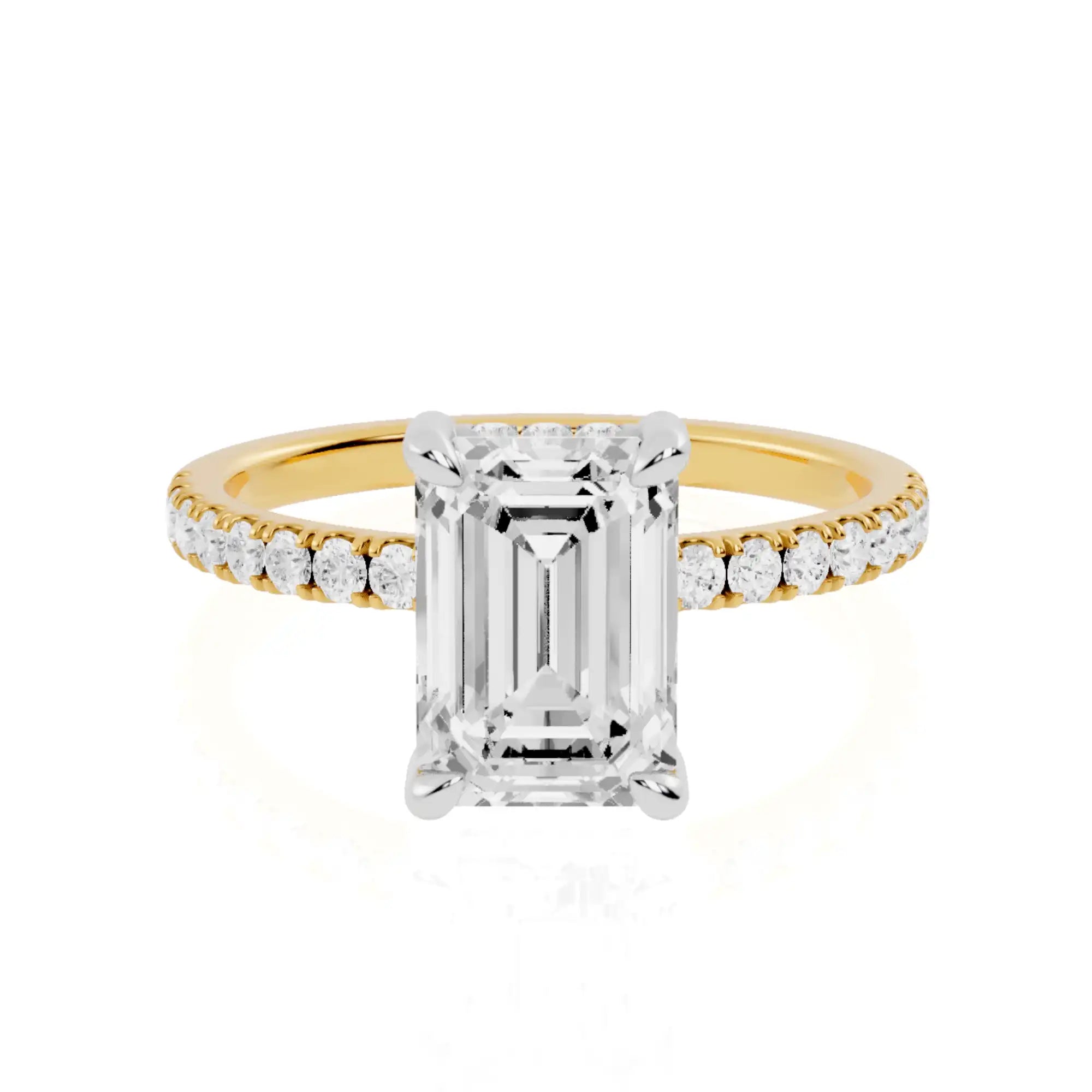 Two-Tone Hidden Halo Pavé Band Engagement Ring | Bruges Echo