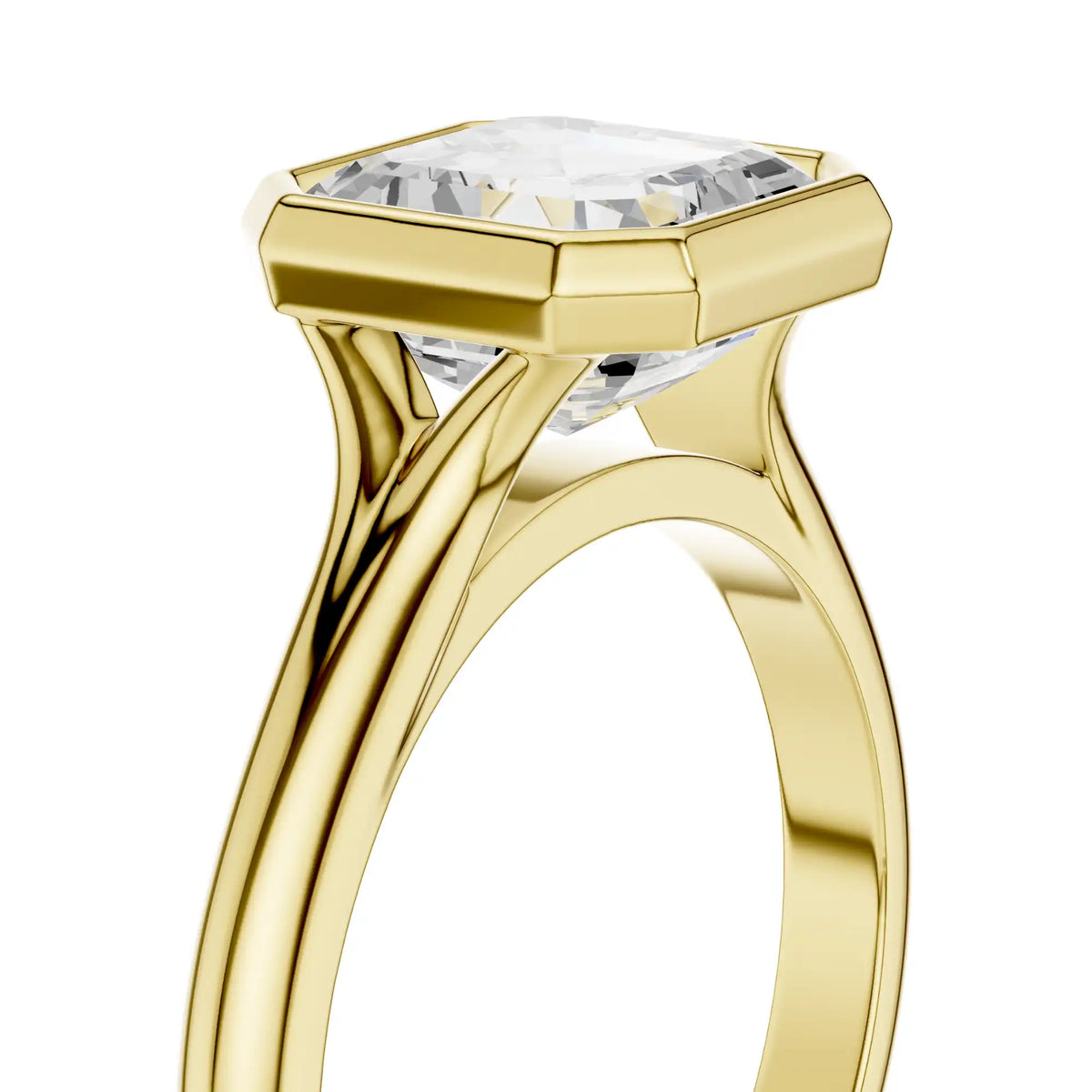 Bezel Asscher Cut Diamond Engagement Ring | Sierra Peak