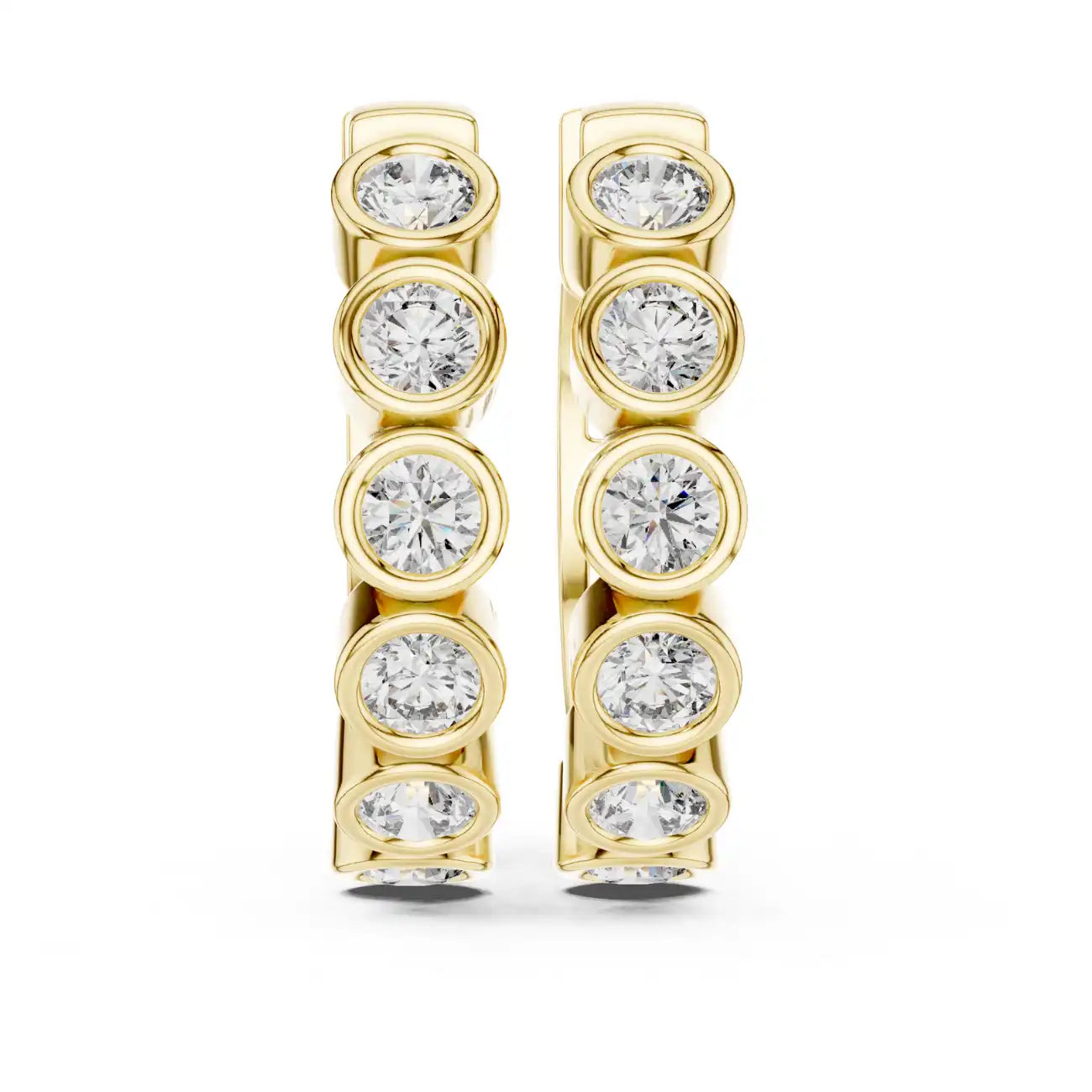 Lab Grown Diamond Hoop Earrings - Bezel Set Round | Isadora
