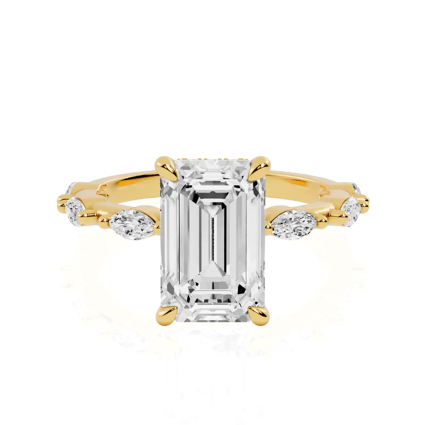 Hidden Halo Engagement Ring with Marquise Accent Band | Tole Sparkle