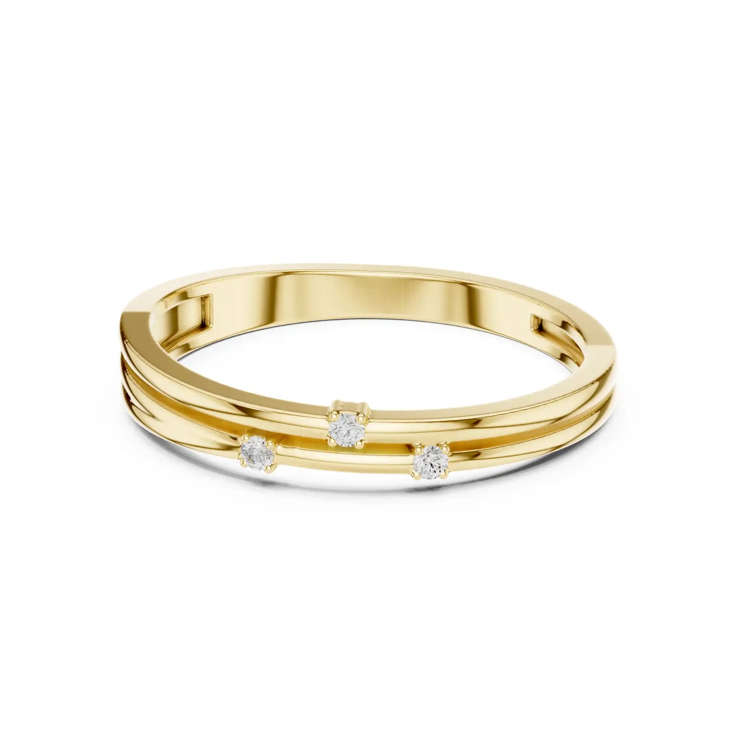 Triple Diamond Parallel Wedding Band | Selene