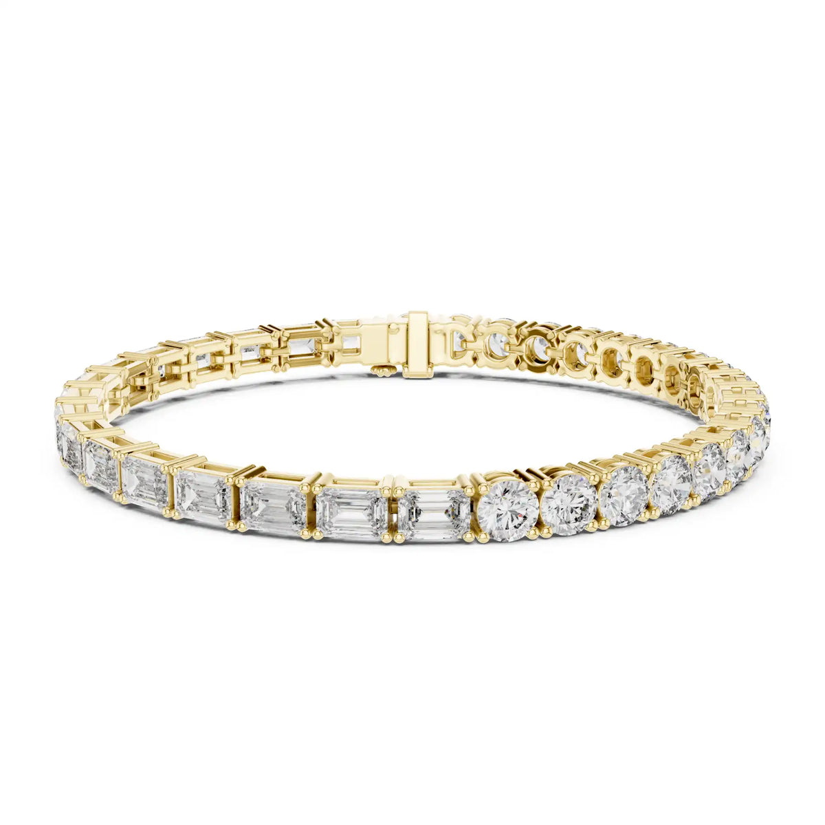 Round & Emerald Cut Lab Grown Diamond Tennis Bracelet 