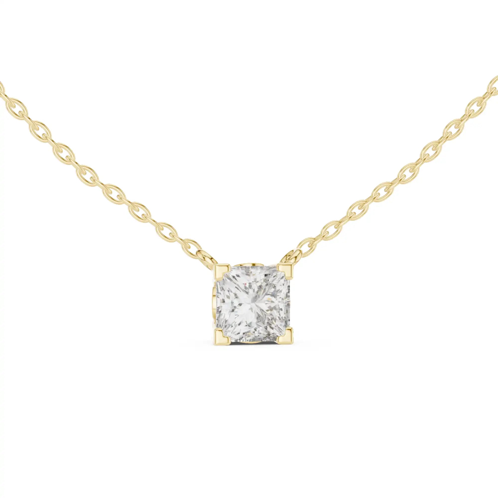Princess Cut Lab Grown Diamond Solitaire Necklace | Jolie