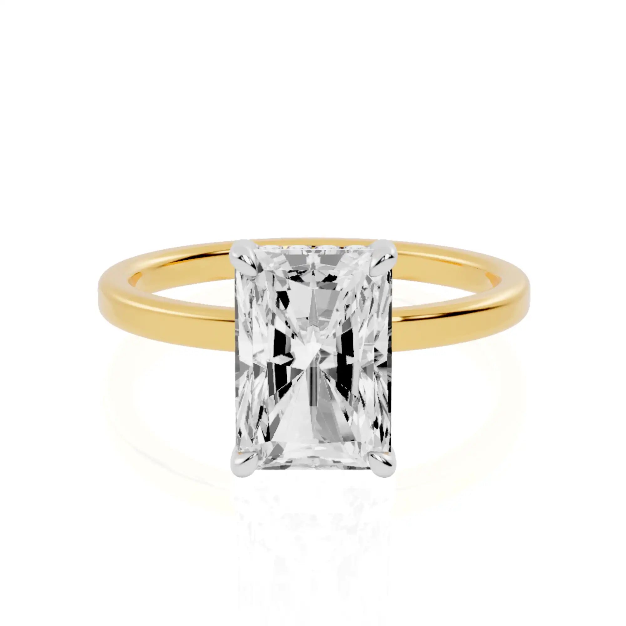 Two-Tone V-Shape Hidden Halo Lab Grown Diamond Engagement Ring | Dublin Glow