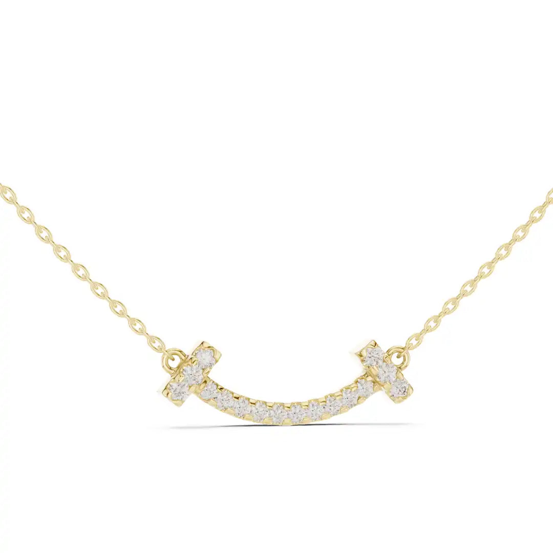 Curved Diamond Smile Necklace | Avery