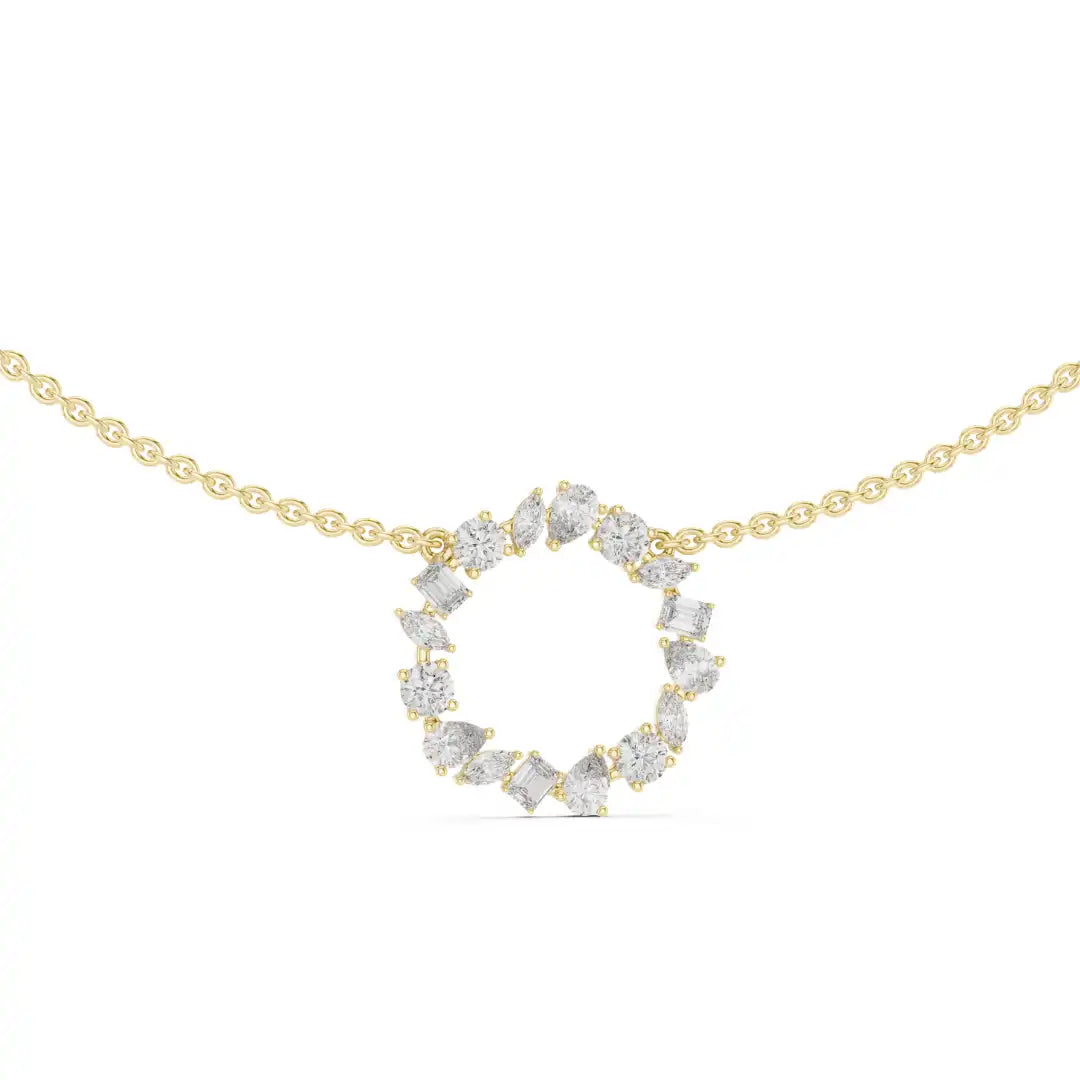 Multi Shape Diamond Circle Necklace