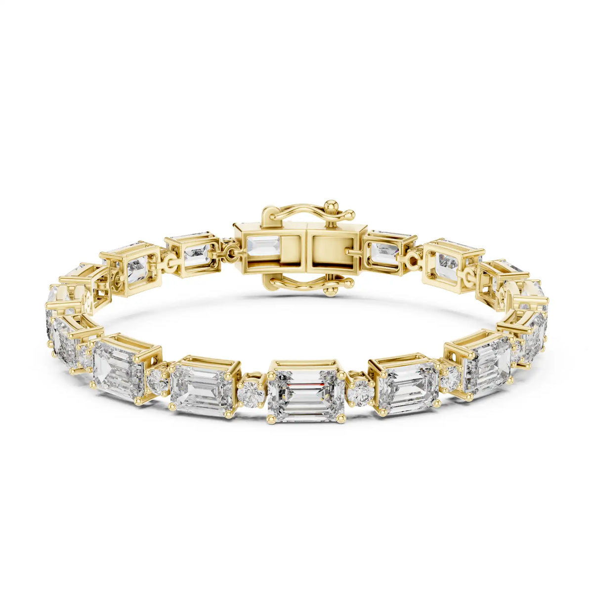 Emerald & Round Brilliant Lab Grown Diamond Tennis Bracelet
