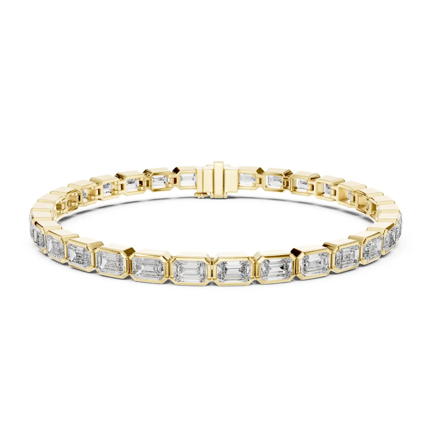 Emerald Cut Lab Grown Diamond Bezel Tennis Bracelet