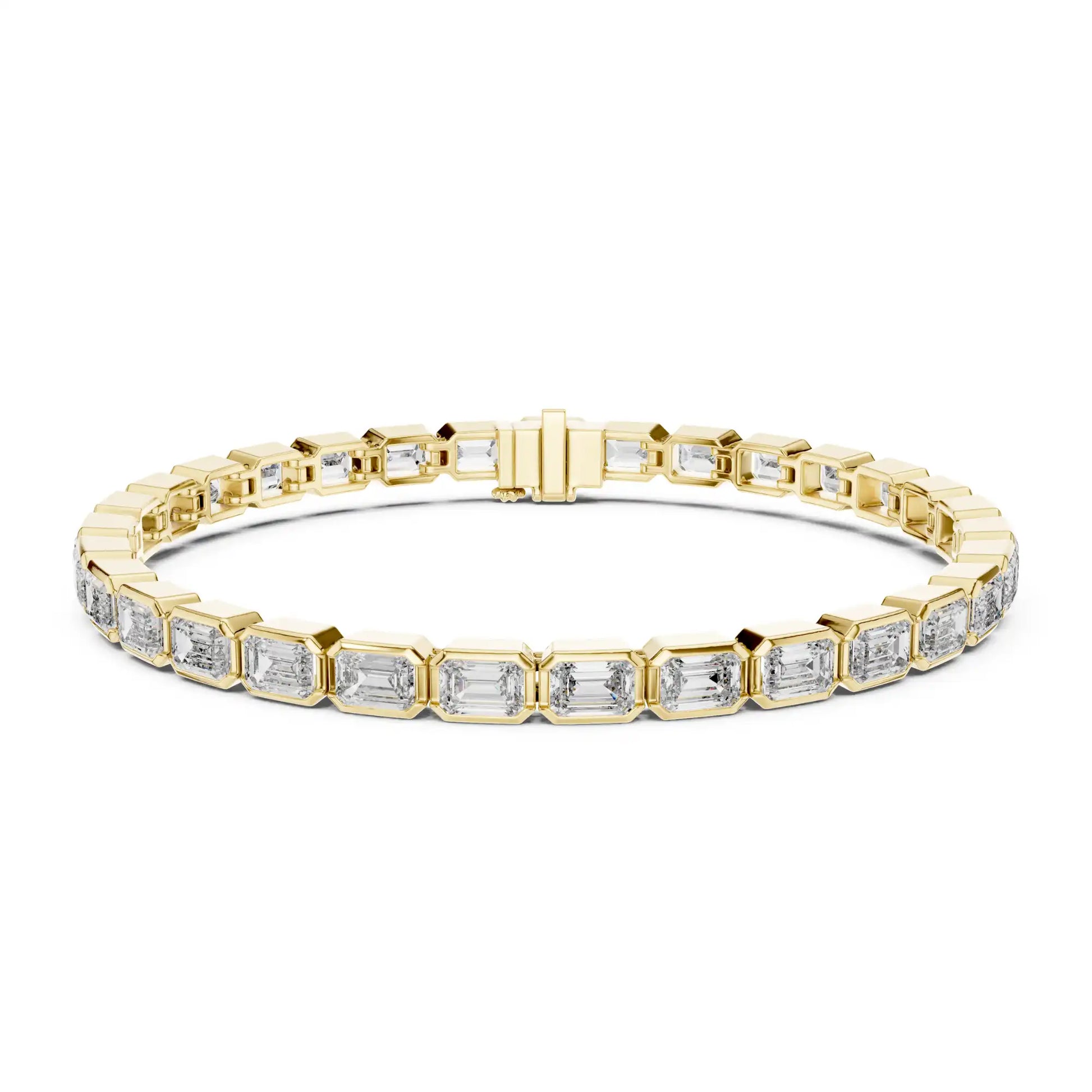 Emerald Cut Lab Grown Diamond Bezel Tennis Bracelet