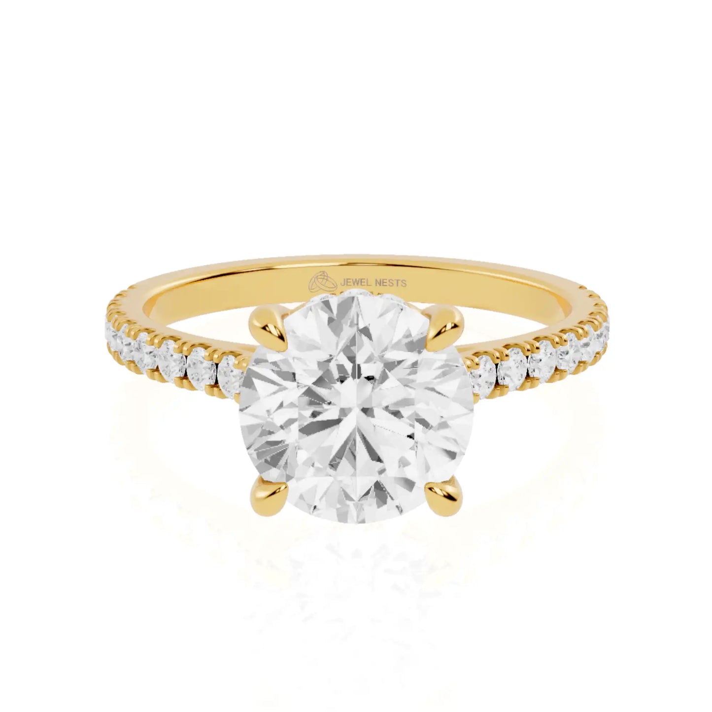 Cathedral Hidden Halo Pavé Band Engagement Ring | Lugano Sparkle