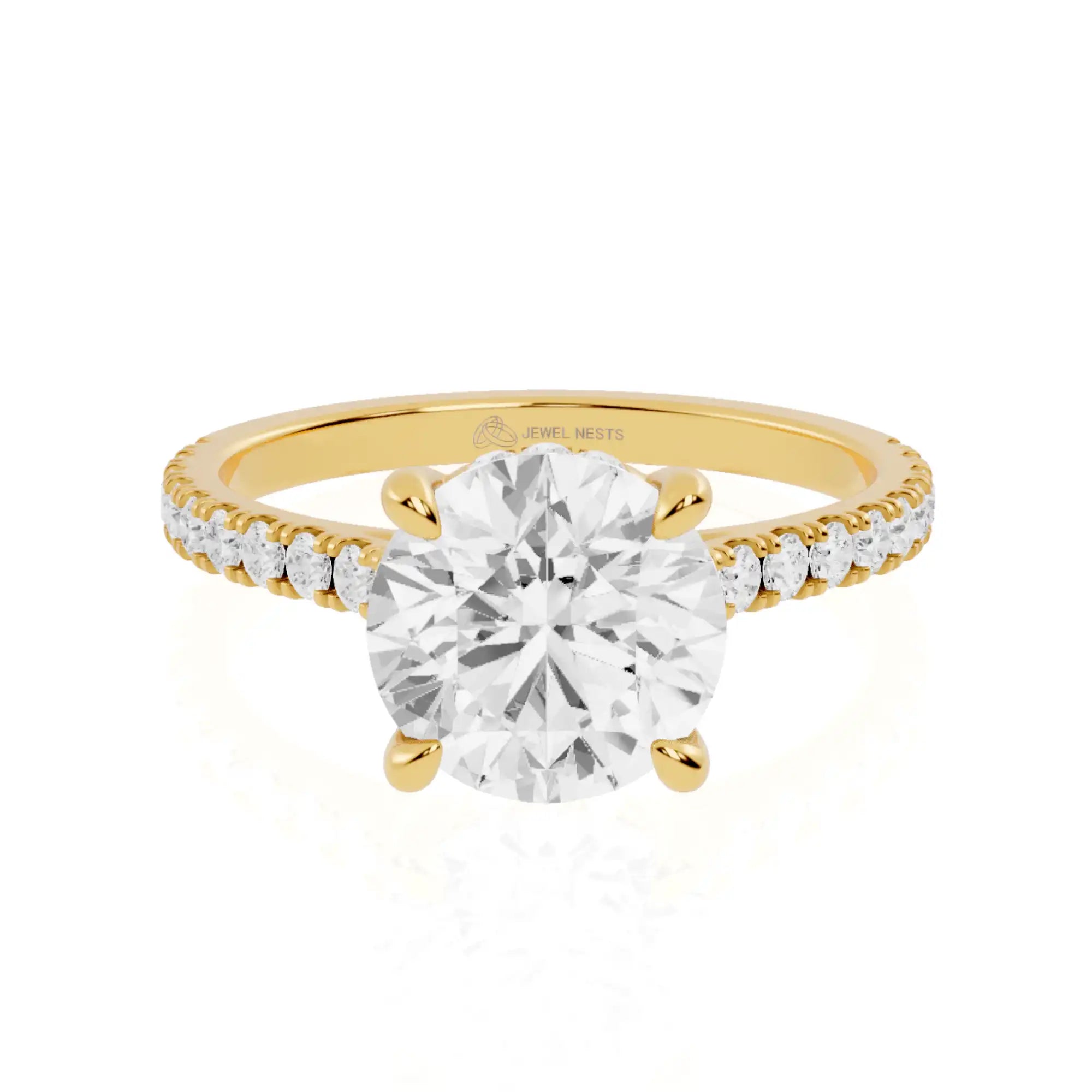 Cathedral Hidden Halo Pavé Band Engagement Ring | Lugano Sparkle