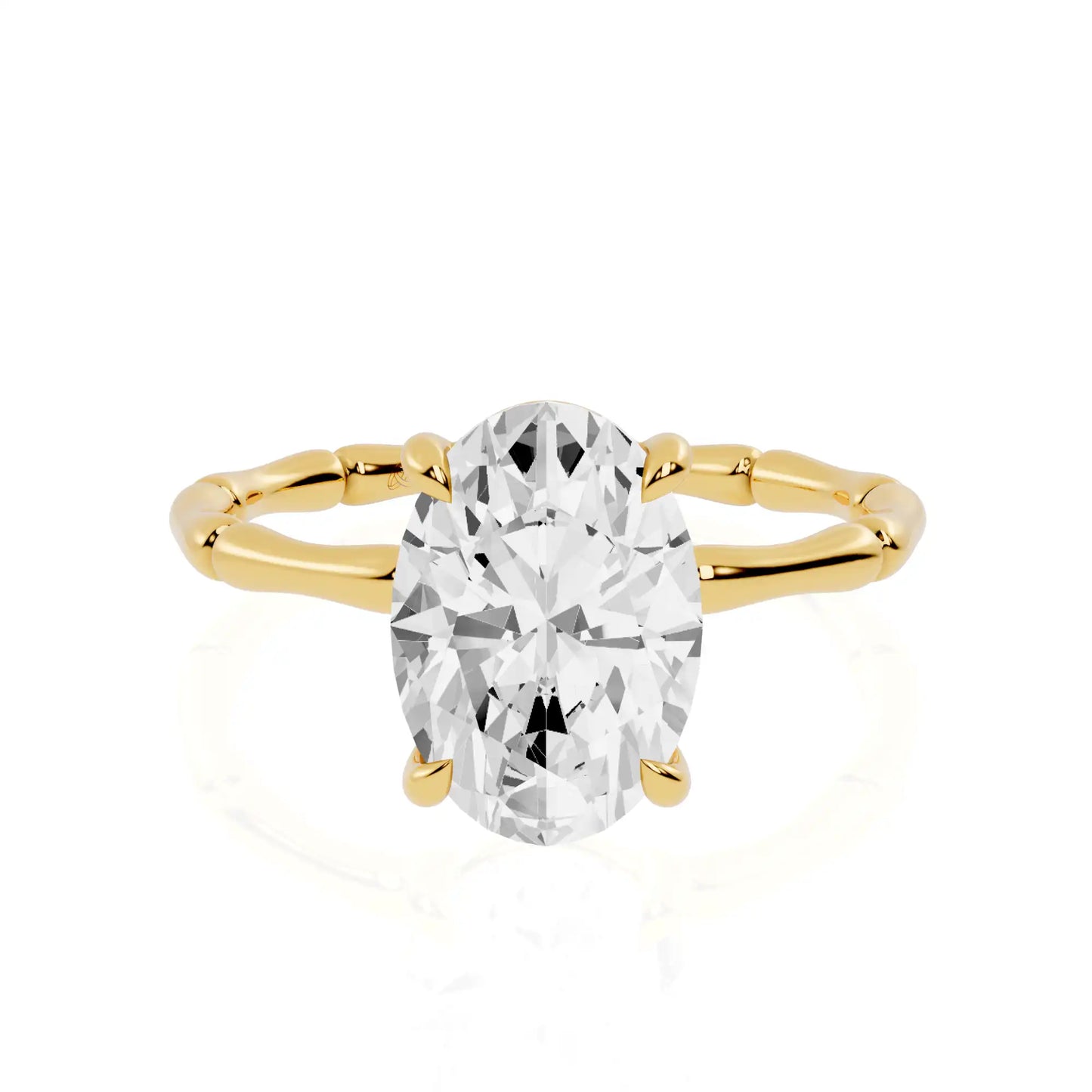 Bamboo Band Lab Grown Diamond Solitaire Engagement Ring | Urban Pearl