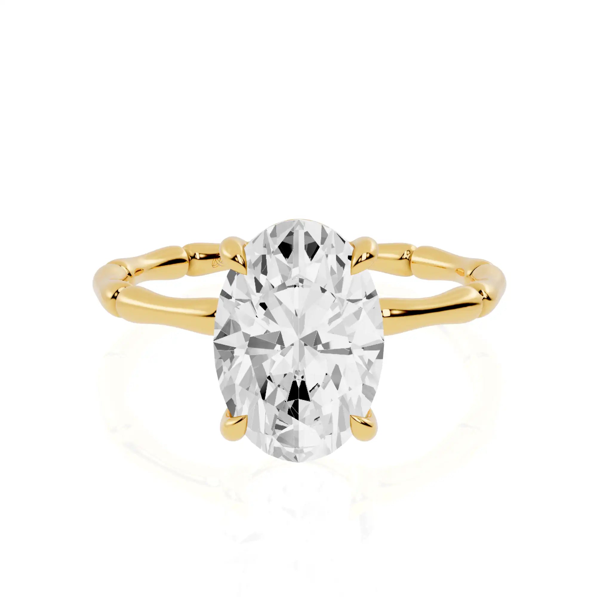 Oval Cut Diamond Bamboo engagement ring