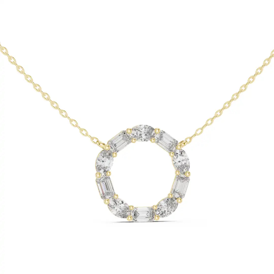 Emerald & Oval Diamond Eternity Circle Necklace | Kirya