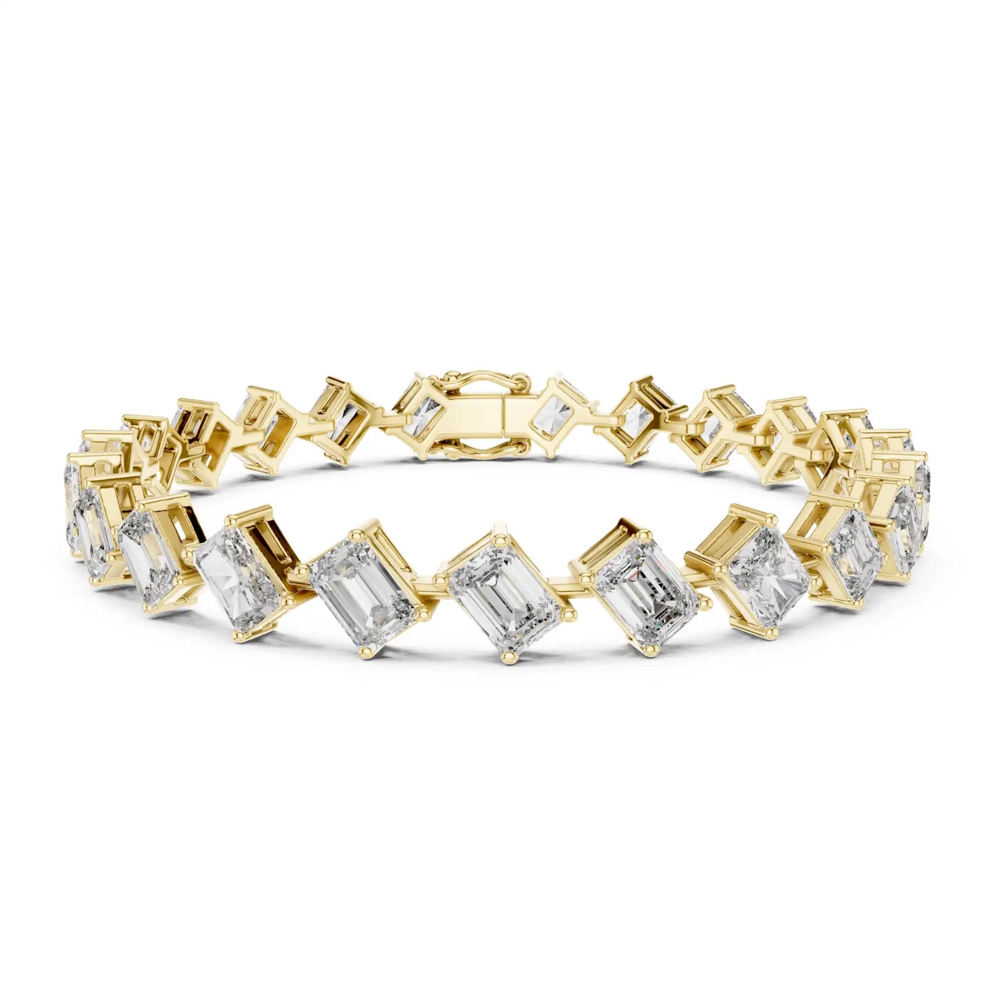 Emerald Cut Lab Grown Diamond Tennis Bracelet | Bora