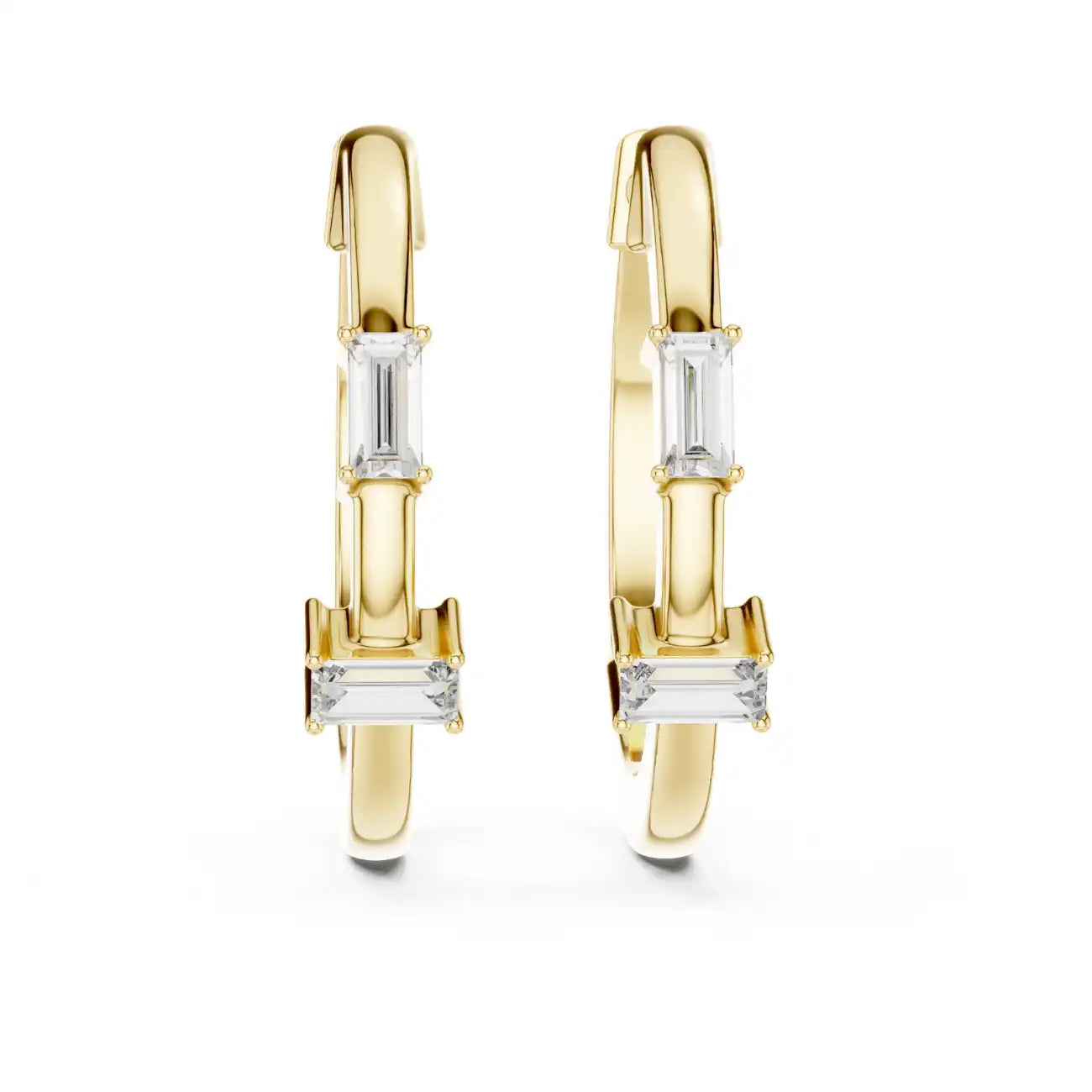 Lab Grown Diamond Hoop Earrings - Baguette | Isolde